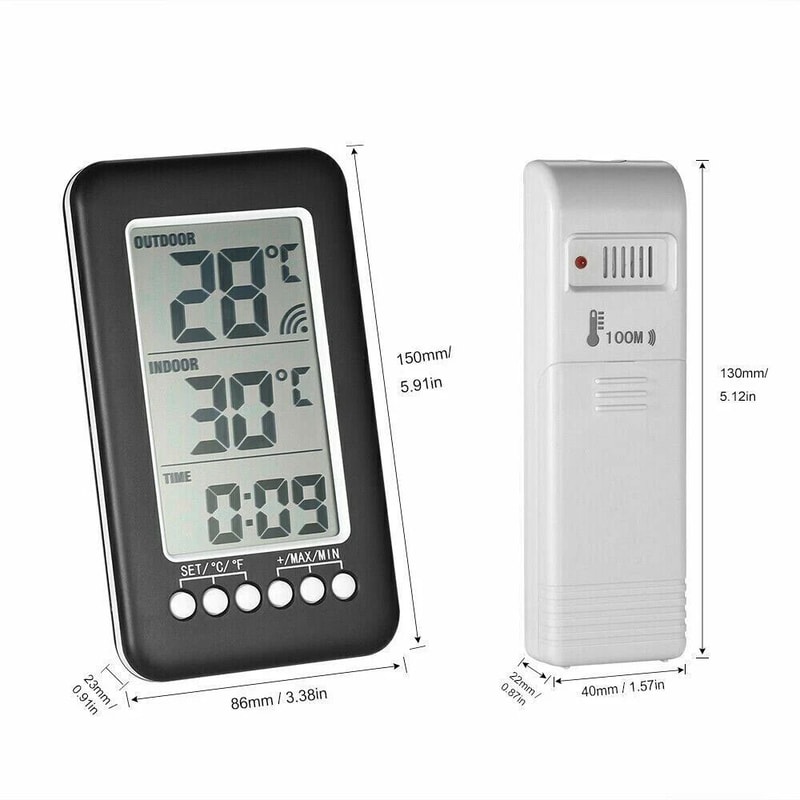 Wireless LCD Digital Thermometer With IndoorOutdoor Temperature Transmitter 7