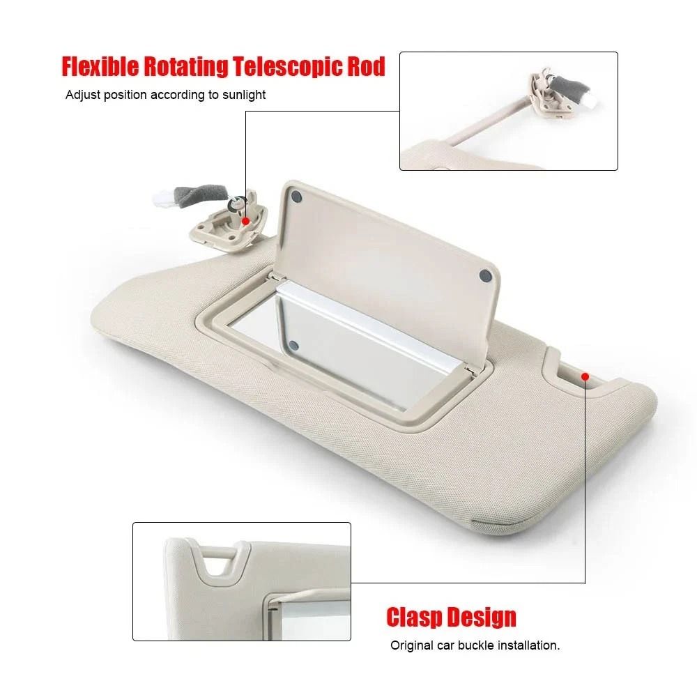 Beige Left Driver Side Sun Visor With Light For Nissan Altima 4