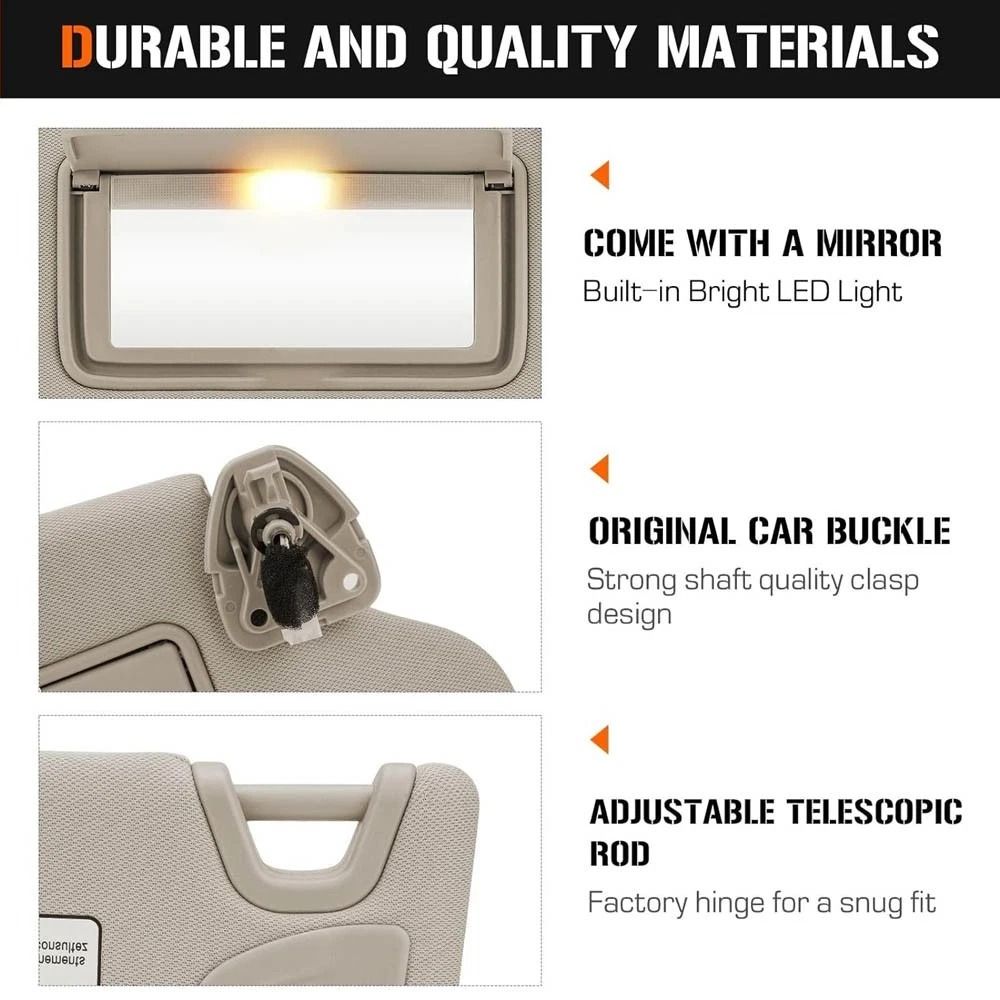 Beige Left Driver Side Sun Visor With Light For Nissan Altima 6