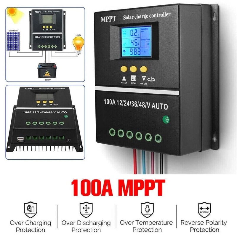 MPPT Solar Charge Controller With Dual USB Ports LCD Display 3