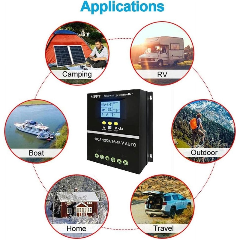 MPPT Solar Charge Controller With Dual USB Ports LCD Display 6