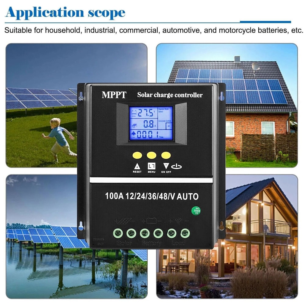 MPPT Solar Charge Controller With Dual USB Ports LCD Display 8