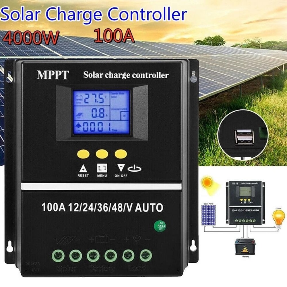 MPPT Solar Charge Controller With Dual USB Ports LCD Display 17