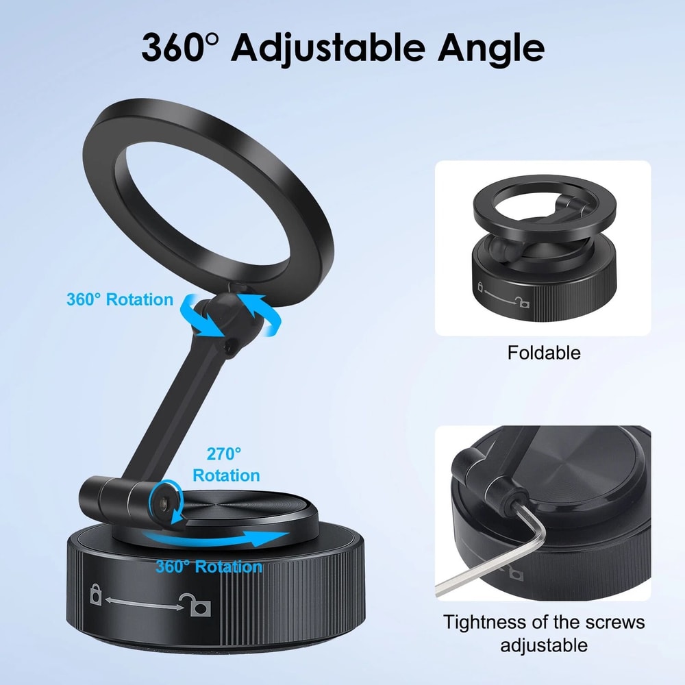 360 Adjustable Magnetic Car Phone Holder For Suction Cup Mount For IPhone Android 2