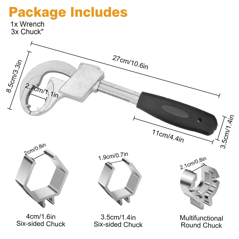 Universal Adjustable Double Ended Wrench Set For Plumbing And Sink Repair 8