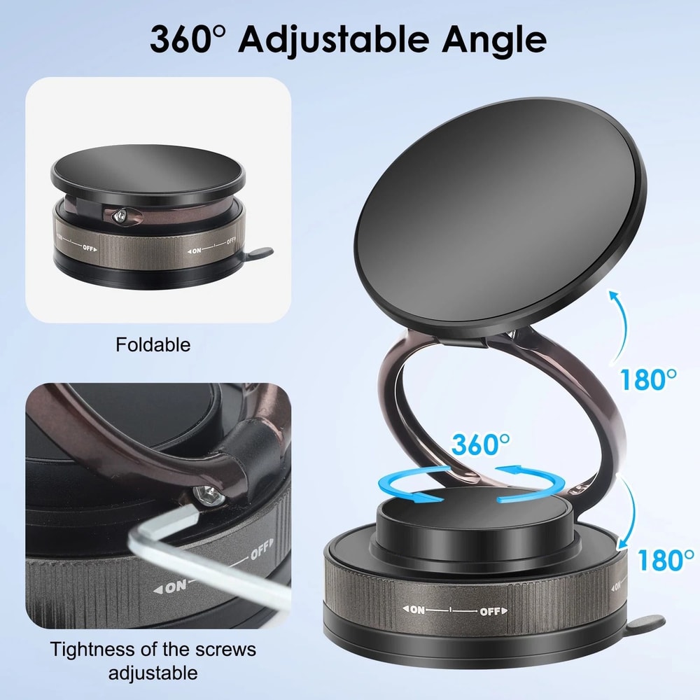 Magnetic 360 Adjustable Car Phone Mount Foldable Suction Holder For IPhone Android 1