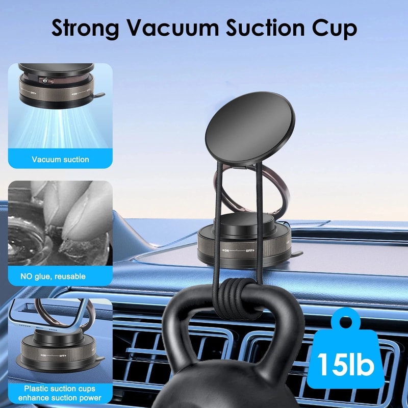 Magnetic 360 Adjustable Car Phone Mount Foldable Suction Holder For IPhone Android 4