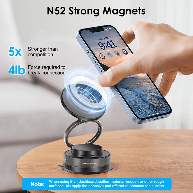 Magnetic 360 Adjustable Car Phone Mount Foldable Suction Holder For IPhone Android 5