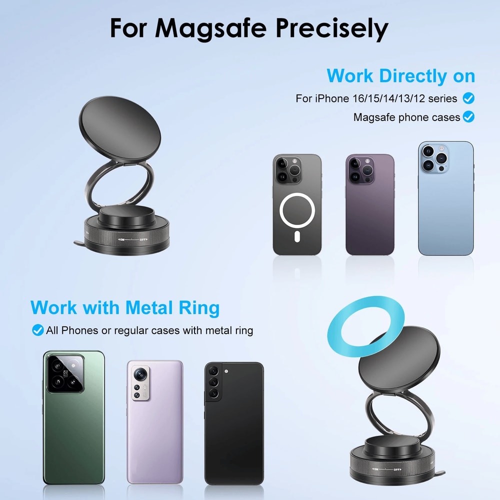 Magnetic 360 Adjustable Car Phone Mount Foldable Suction Holder For IPhone Android 6