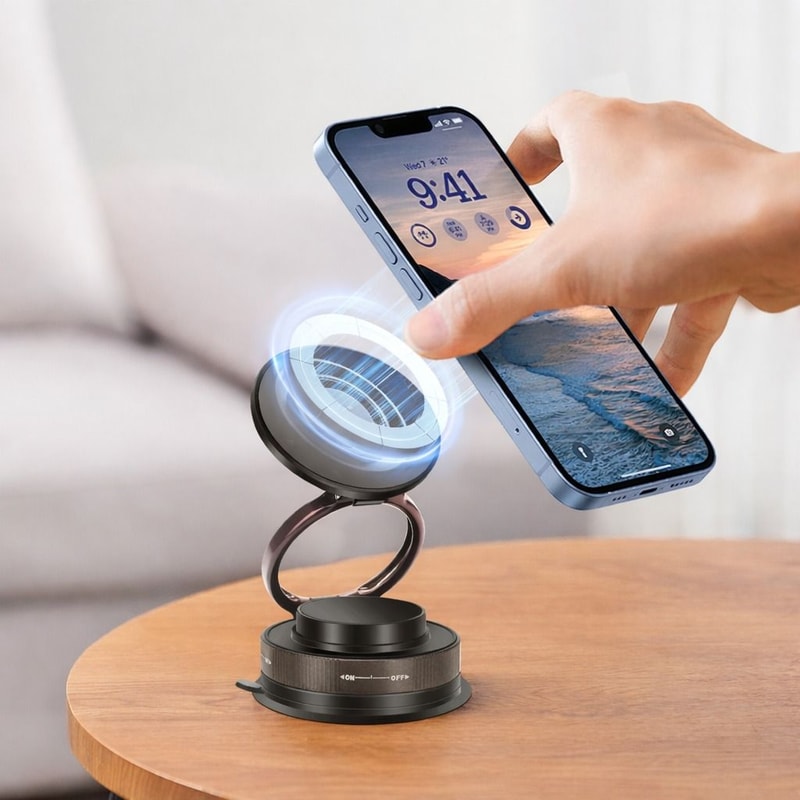 Magnetic 360 Adjustable Car Phone Mount Foldable Suction Holder For IPhone Android 0