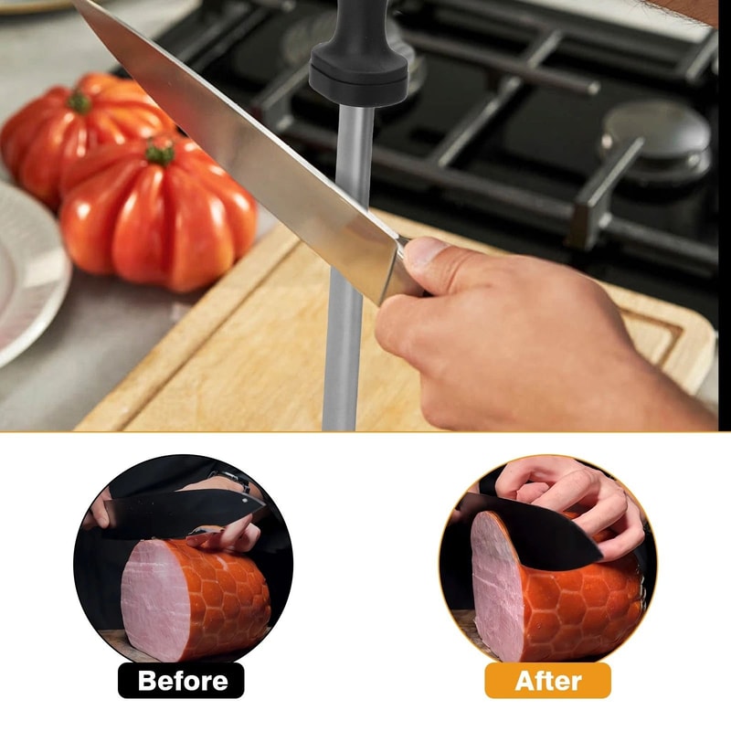 Diamond Knife Sharpener Rod 8in Precision Honing Tool For Chef Kitchen Knives 4