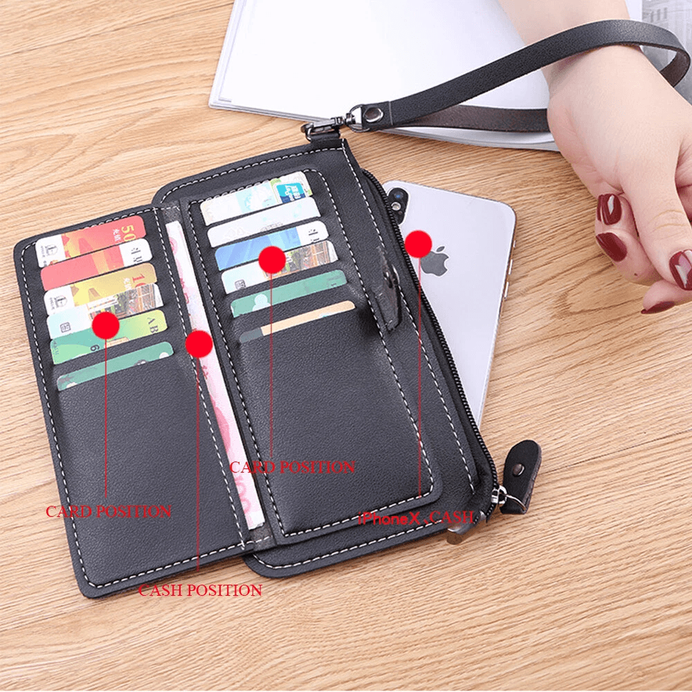 Womens Long Leather Wallet Clutch Purse With Card Holder Phone Pocket 4