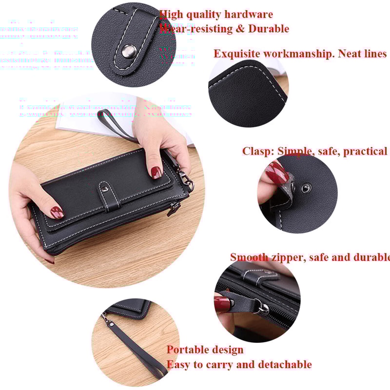 Womens Long Leather Wallet Clutch Purse With Card Holder Phone Pocket 3