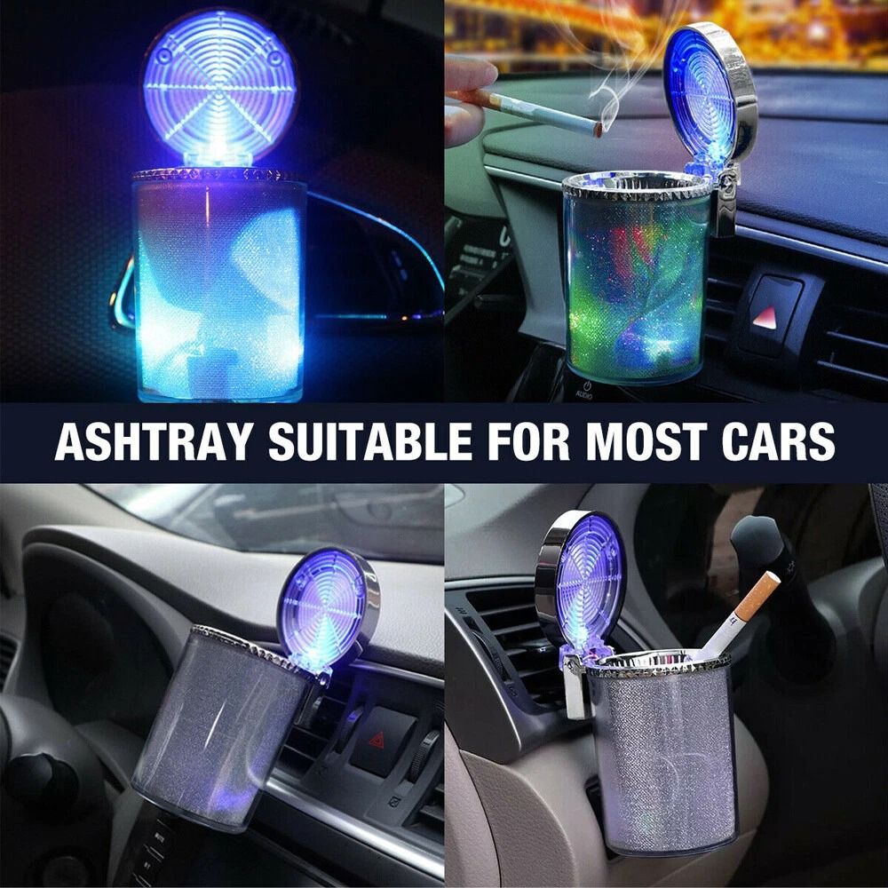 Car LED Smokeless Ashtray With Colorful Light Stylish Cigarette Holder For Vehicles 2