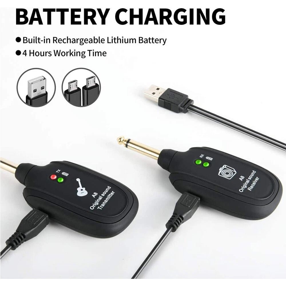 Wireless Guitar Bass System With Rechargeable Battery Transmitter Receiver Combo 3