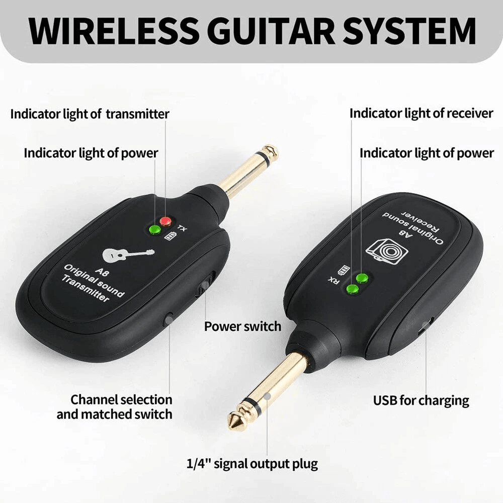 Wireless Guitar Bass System With Rechargeable Battery Transmitter Receiver Combo 4