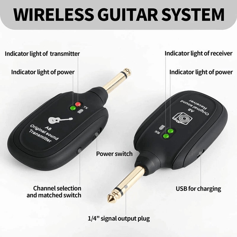 Wireless Guitar Bass System With Rechargeable Battery Transmitter Receiver Combo 4