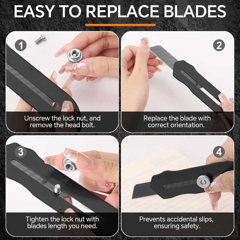 Heavy Duty Box Cutter Knife With Adjustable Length And Rust Resistant Handle 8