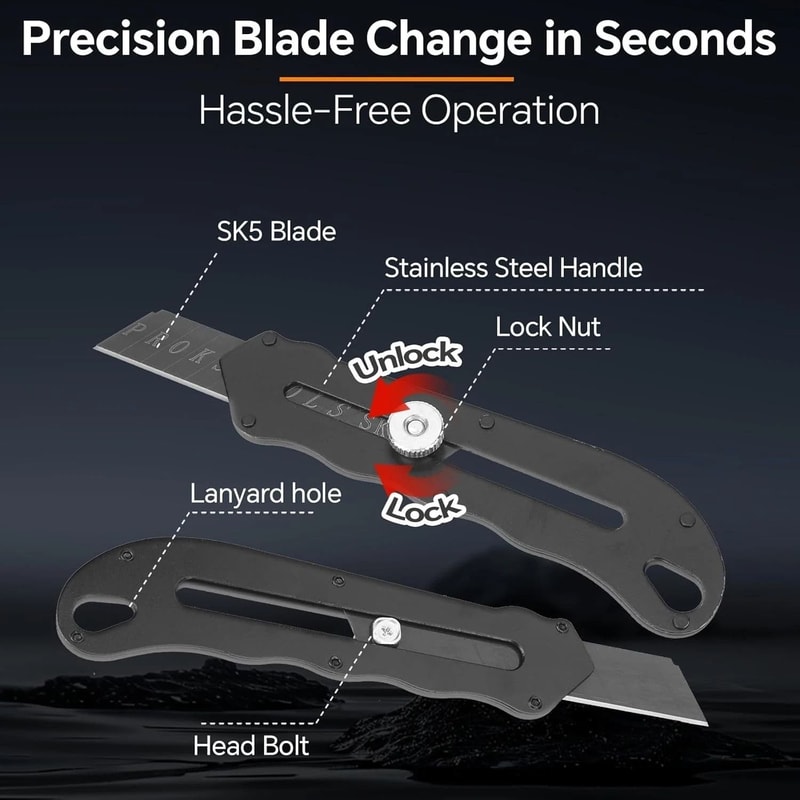 Heavy Duty Box Cutter Knife With Adjustable Length And Rust Resistant Handle 11