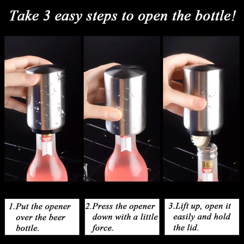 Automatic Beer And Soda Bottle Opener Stainless Steel Magnetic Cap Remover For Bar Use 3