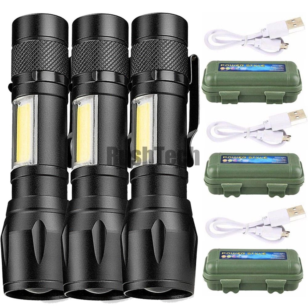 Compact USB Rechargeable Tactical LED Flashlight Super Bright Mini Torch With 3 Modes 10