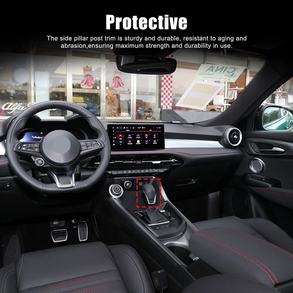 Real Carbon Fiber Gear Shift Knob Trim Cover For Alfa Romeo Tonale Premium Quality Custom Fit 4