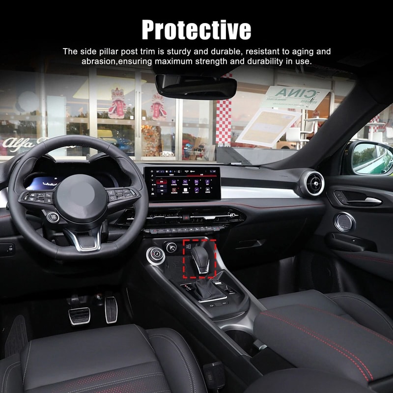 Real Carbon Fiber Gear Shift Knob Trim Cover For Alfa Romeo Tonale Premium Quality Custom Fit 4