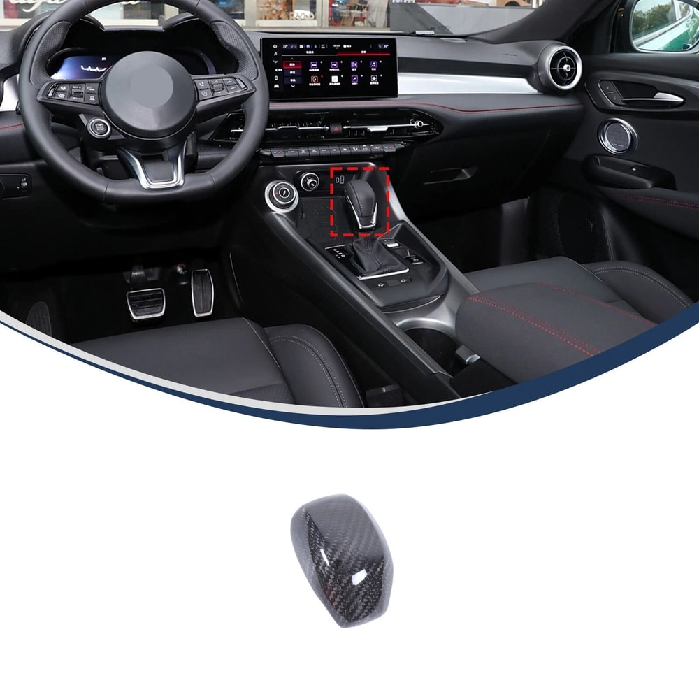 Real Carbon Fiber Gear Shift Knob Trim Cover For Alfa Romeo Tonale Premium Quality Custom Fit 7