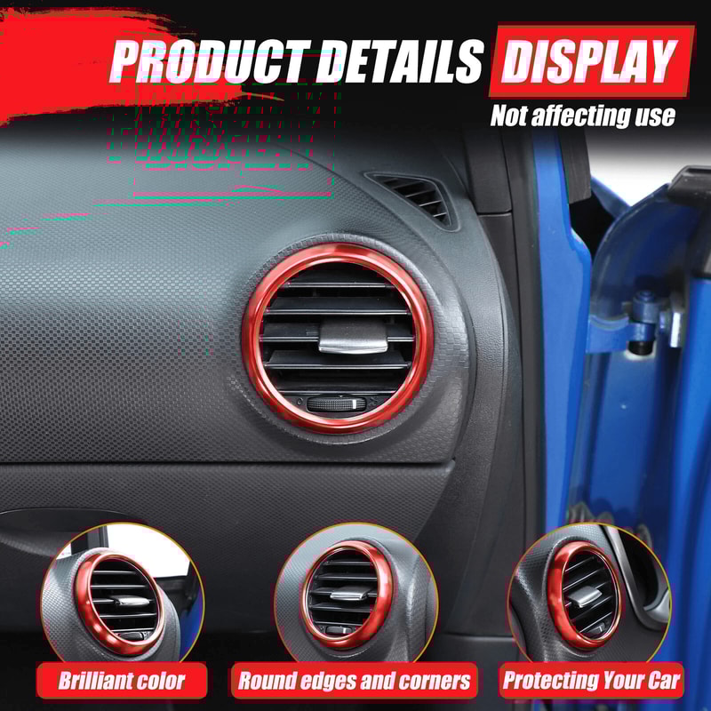 Premium Red Interior Vent Trim Ring For Seat Leon MK2 Dashboard 10