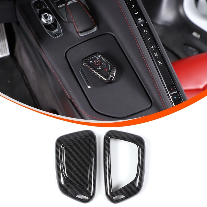 Premium ABS Carbon Fiber Key Fob Cover For Corvette C8 Sleek Protection Style 0