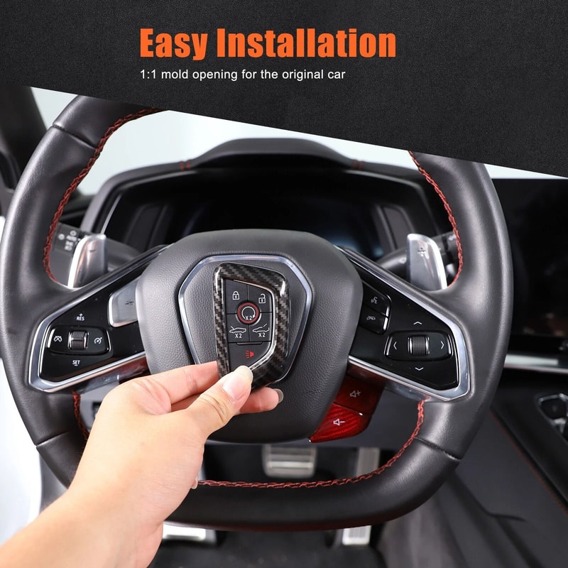 Premium ABS Carbon Fiber Key Fob Cover For Corvette C8 Sleek Protection Style 6