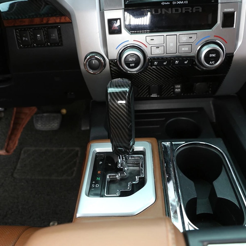 Fit For Toyota Tundra Gear Shift Knob Head Decor Trim ABS Carbon Fiber Interior Upgrade 3