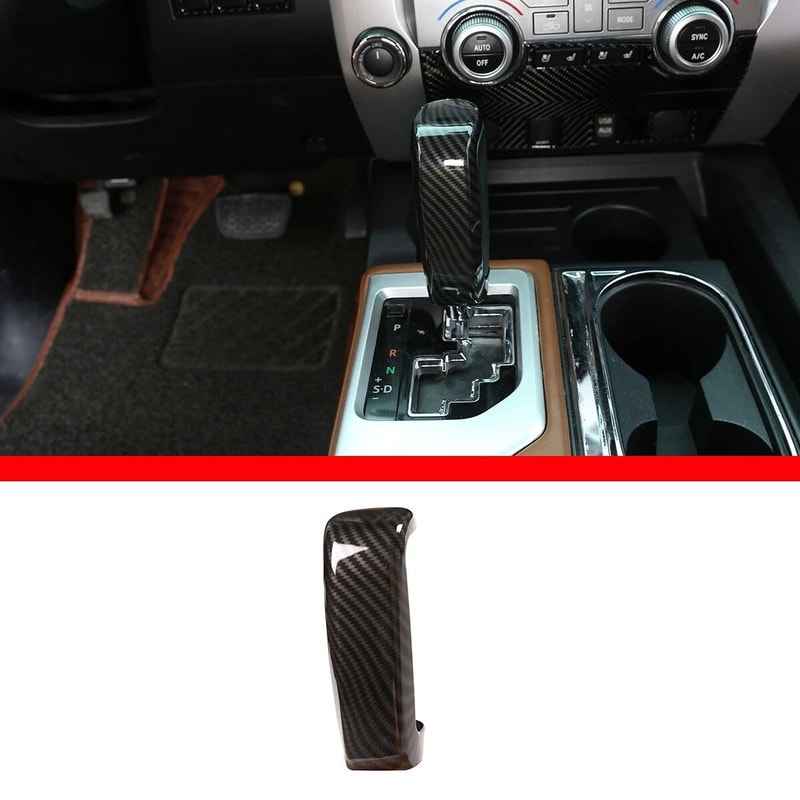 Fit For Toyota Tundra Gear Shift Knob Head Decor Trim ABS Carbon Fiber Interior Upgrade 8