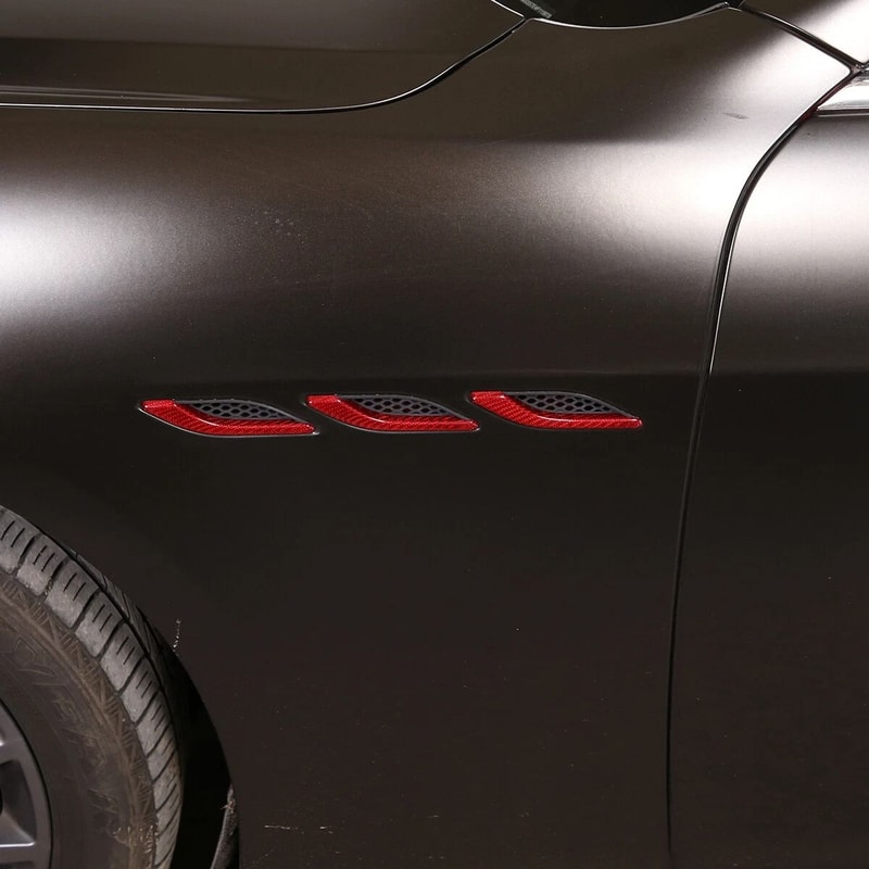 Red Carbon Fiber Air Vent Cover For Maserati Ghibli Side Fender Trim Upgrade 0