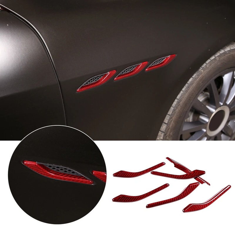 Red Carbon Fiber Air Vent Cover For Maserati Ghibli Side Fender Trim Upgrade 3