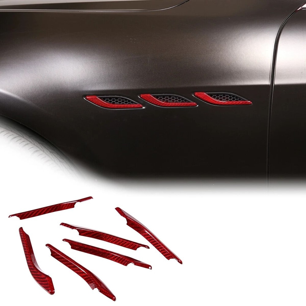 Red Carbon Fiber Air Vent Cover For Maserati Ghibli Side Fender Trim Upgrade 8