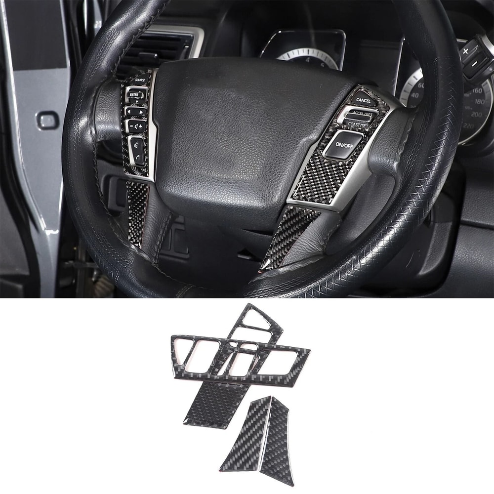 Carbon Fiber Steering Wheel Button Cover Trim For Nissan Titan Interior Car Upgrade 10