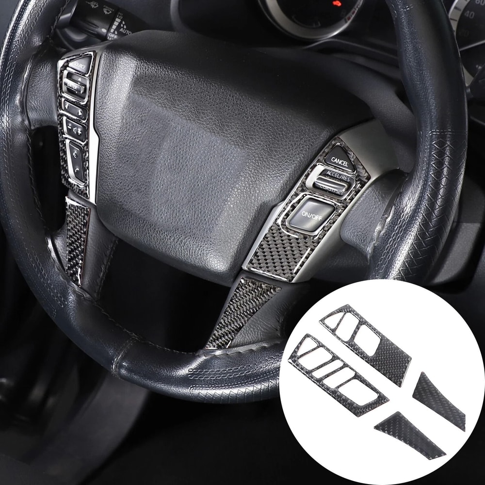 Carbon Fiber Steering Wheel Button Cover Trim For Nissan Titan Interior Car Upgrade 0