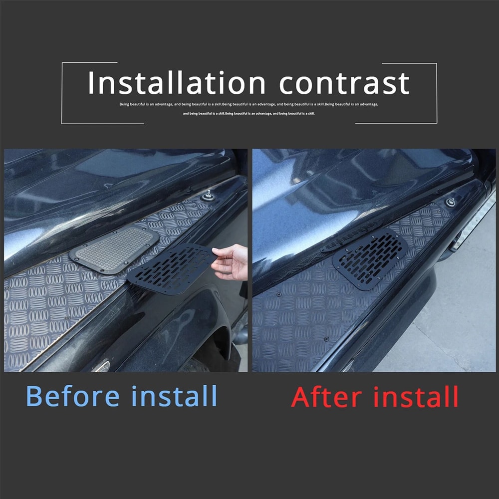 Black Alloy Front Hood Air Vent Cover Trim For Land Rover Defender Durable Alloy Design Enhances St 2