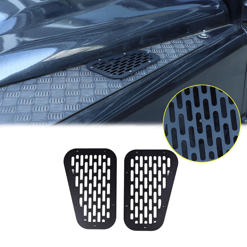 Black Alloy Front Hood Air Vent Cover Trim For Land Rover Defender Durable Alloy Design Enhances St 3