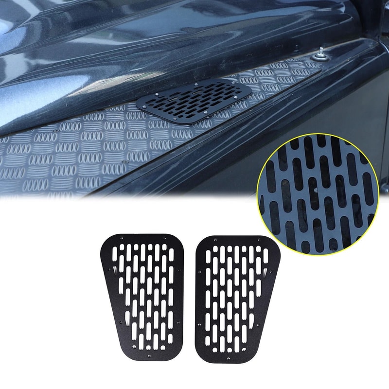 Black Alloy Front Hood Air Vent Cover Trim For Land Rover Defender Durable Alloy Design Enhances St 3
