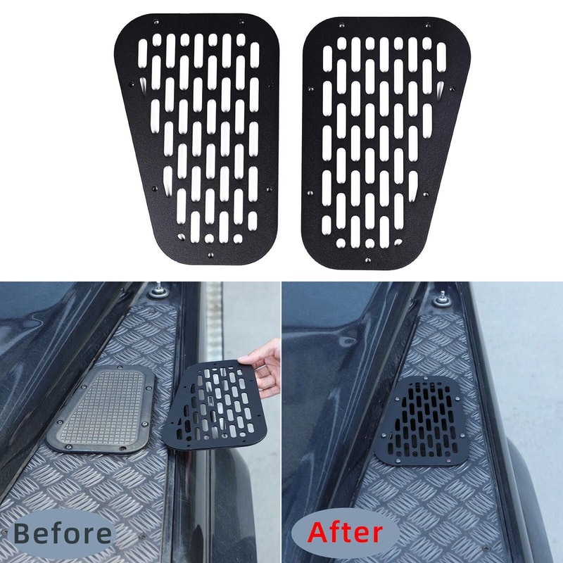 Black Alloy Front Hood Air Vent Cover Trim For Land Rover Defender Durable Alloy Design Enhances St 4