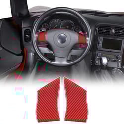 red carbon fiber steering wheel button cover trim for corvette c6