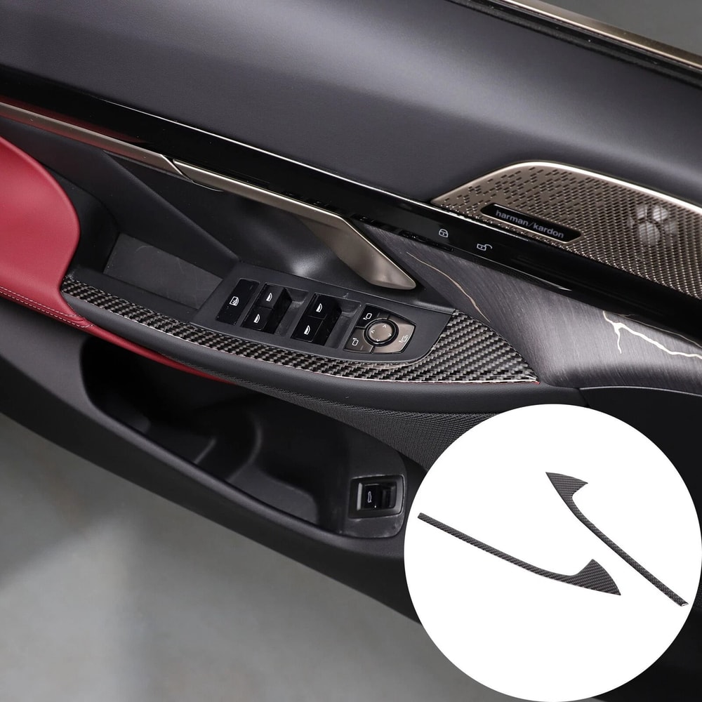 Carbon Fiber Inner Door Armrest Trim Cover For BMW 5 Series G60 I5 Premium Custom Fit 7