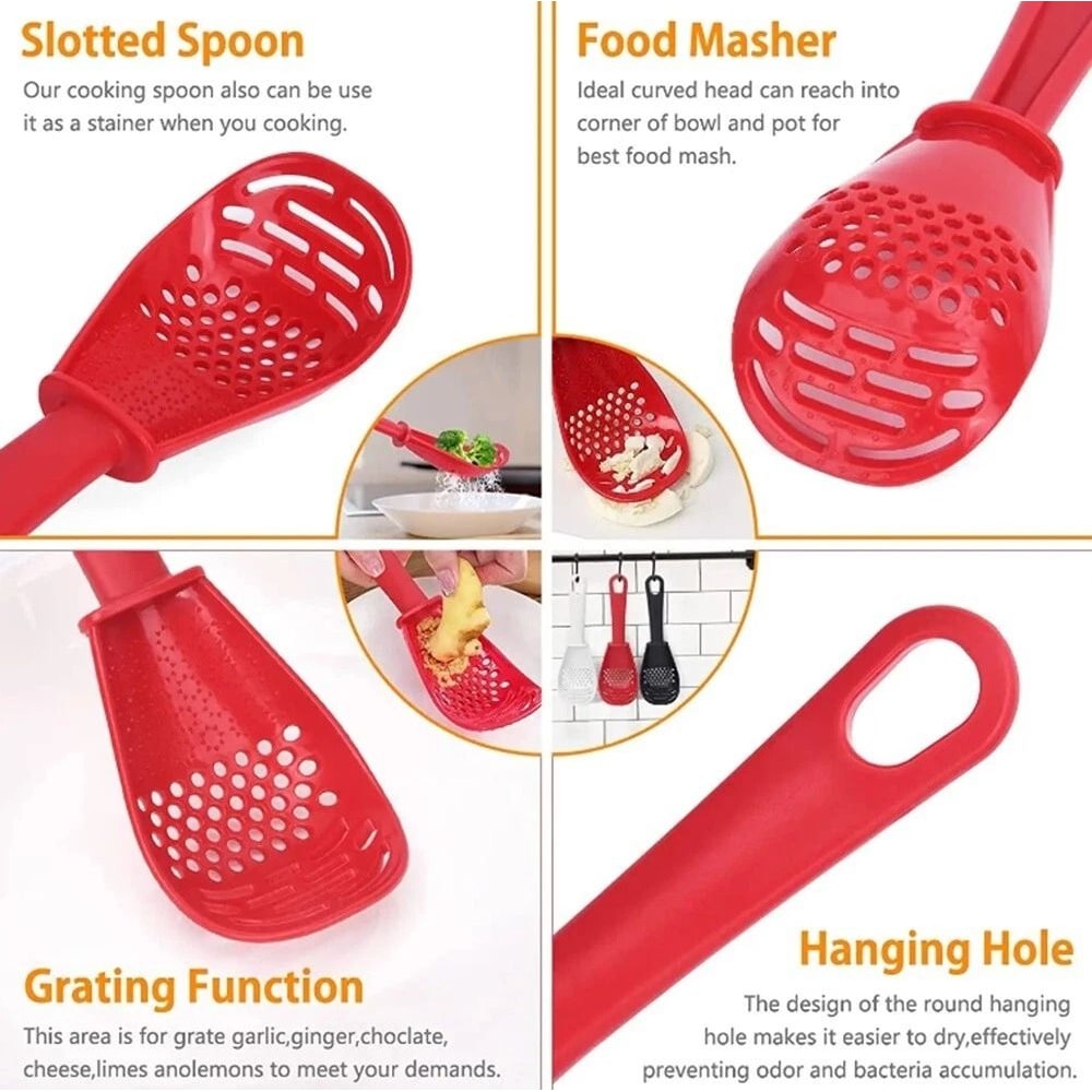 Cooking Spoon Set Heat Resistant Colander And Scoop Strainer For Kitchen 1