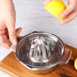 stainless steel manual citrus juicer with bowl & strainer for lemon, lime, and orange