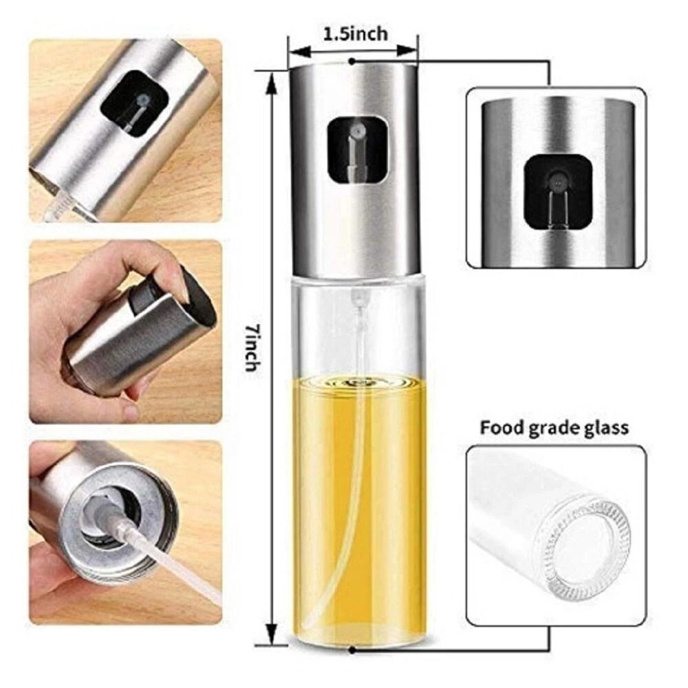 Stainless Steel Olive Oil Sprayer Mister Refillable Cooking Spray Bottle For BBQ Healthy Cooking 7