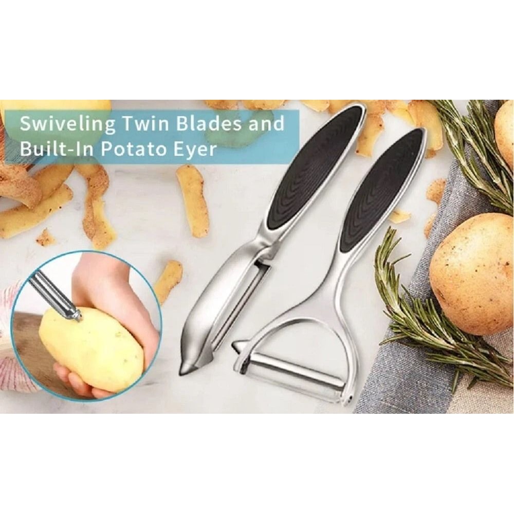 Stainless Steel Vegetable Fruit Peeler With NonSlip Handle Potato Carrot Peeler Set 2
