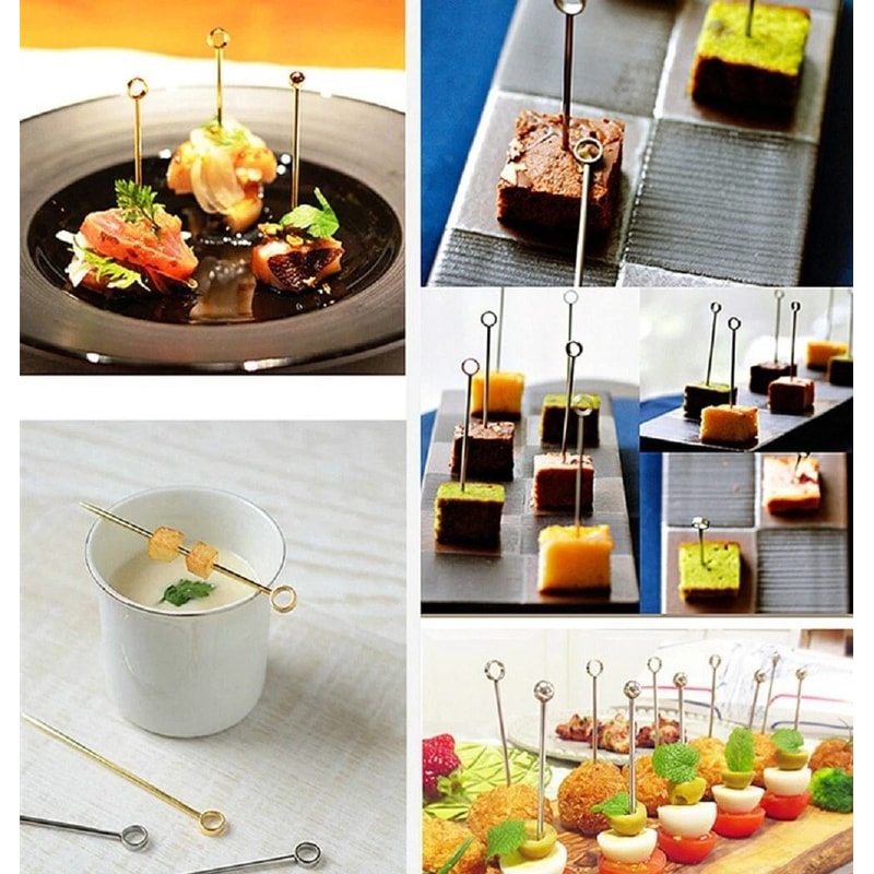 Stainless Steel Cocktail Picks Reusable Martini Garnish Bar Tools 3