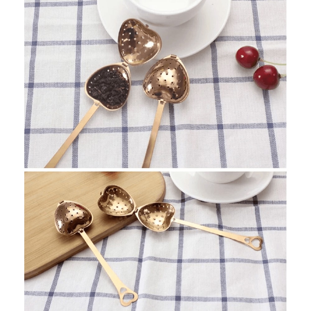 Heart Tea Infuser Set Stainless Steel Loose Leaf Tea Strainer Spoons 0